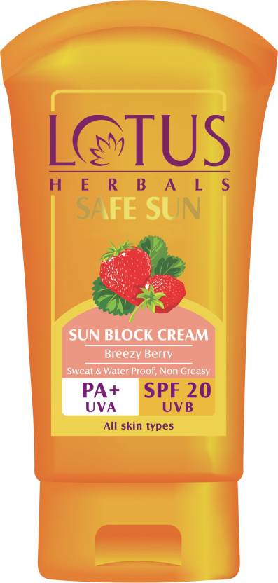  LOTUS HERBALS Safe Sun Breezy Berry Sun Block Cream - SPF 20 PA+  (100 g)